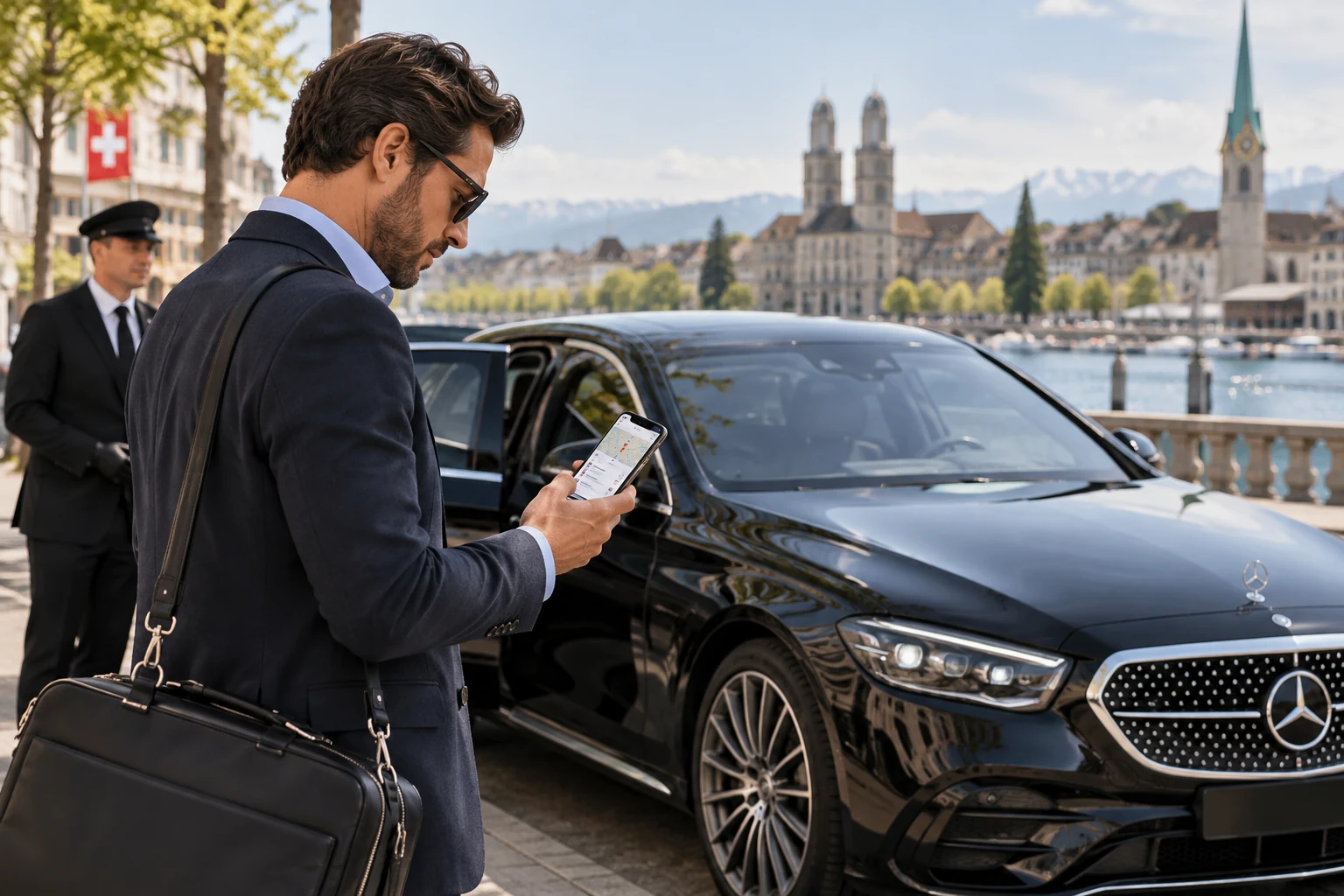 Traveller checking pickup addresses and appointment times on a phone